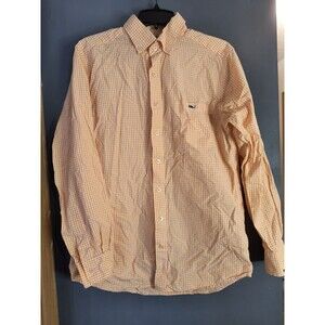 Vineyard Vines Shirt Men's Medium Slim Fit Tucker Shirt Orange Plaid Cotton